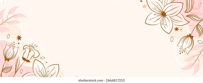 Encantador fundo floral desenhado à mão com delicadas ilustrações de flores