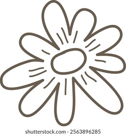 Charming hand-drawn flower in a doodle style. Vector Illustration.