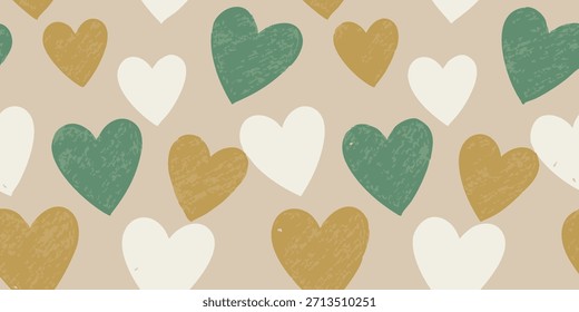 Charmantes handgezeichnetes Herzmuster in Erdtönen, perfekt für die Schaffung romantischer Hintergründe, gemütlicher Textildesigns oder von Herzen kommender digitaler Papierhandwerksprojekte