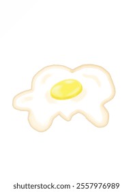 A charming hand-drawn illustration of a fried egg with a textured finish, adding a whimsical and fun element to food-related designs. Perfect for recipe books, restaurant menus, educational materials