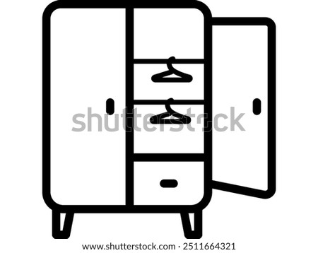 A charming, hand-drawn illustration of a vintage closet. Perfect for adding a touch of nostalgic charm to your home decor or storage-related projects. This versatile image can be used for a variety of