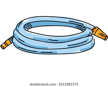 A charming, hand-drawn illustration of a vintage garden hose. Perfect for adding a touch of nostalgic charm to your home decor or gardening-related projects. This versatile image can be used for a var