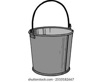 A charming, hand-drawn illustration of a vintage laundry steel bucket. Perfect for adding a touch of nostalgic charm to your home decor or laundry-themed projects. This versatile image can be used for