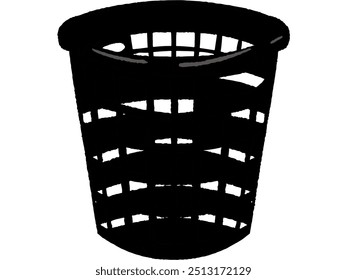 A charming, hand-drawn illustration of a vintage laundry basket. Perfect for adding a touch of rustic charm to your home decor projects. This versatile image can be used for a variety of purposes