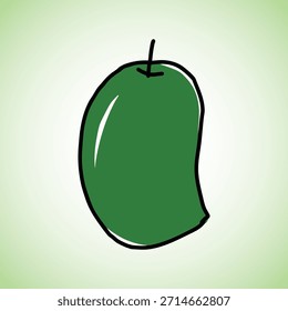 Charming, hand-painted raw green mango in a naive, children's art style. Perfect for educational, food, tropical, or playful design projects. Bright, simple, and vector-ready illustration.