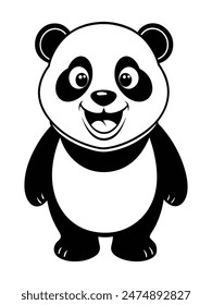 Charming Happy Panda Silhouette Vector