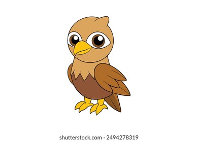 Charming Hawk Vector Illustration: Cartoon, Clipart, and Line Art Design for Printable Graphics