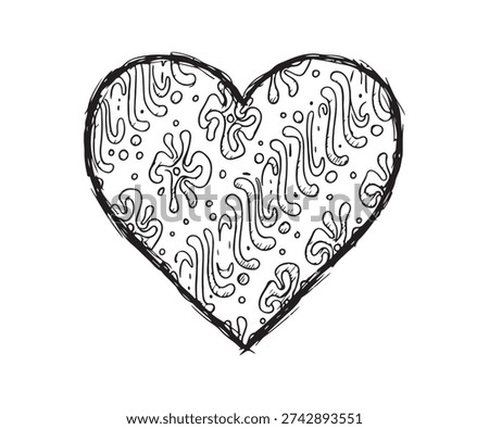 A charming heart design with swirling patterns and dots, perfect for expressing love and affection in a modern and elegant way