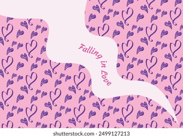 Charming heart pattern background design. Perfect for Valentine's Day, love-themed projects, and more. High-res, ideal for digital and print use.