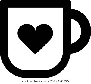 A charming heart-themed coffee cup silhouette, perfect for expressing love and warmth. Ideal for romantic, cozy, and café settings