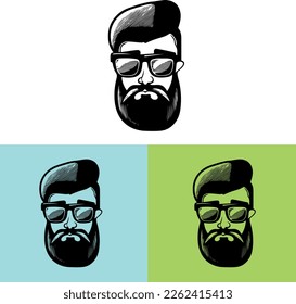 Atractivo logo de hipster barber marca combinada ilustración de marca