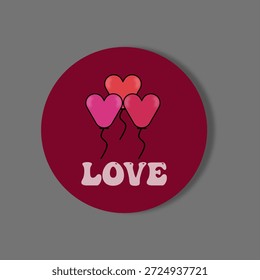 Um ícone encantador com balões de coração simbolizando o amor