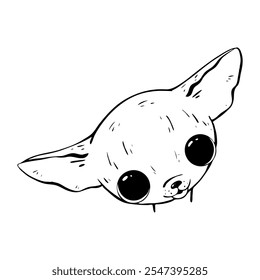 Encantadora ilustración de un adorable personaje lindo de dibujos animados de Chihuahua, lleno de personalidad