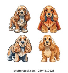 A charming illustration of an American Cocker Spaniel showcasing its friendly nature.