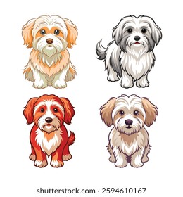 A charming illustration of a Bolognese dog showcasing its adorable features.