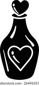 A charming illustration of a bottle with hearts, symbolizing love and affection icon vector solid style.