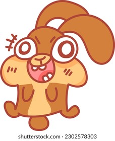 Charming illustration captures the innocent joy of a little brown rabbit as it sits and giggles, perhaps at a joke only it understands. Its adorable expression and fluffy fur make it hard not to smile