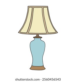 Charming illustration of a classic table lamp in pastel tones. Perfect for interior design projects, home decor concepts, product catalogs, and creative design resources.