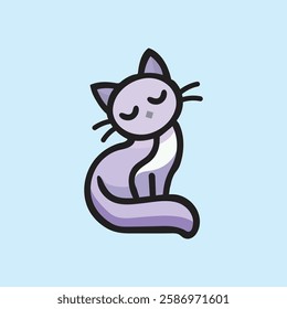 A charming illustration of a cute cat relaxing with closed eyes, perfect for designs and creative projects