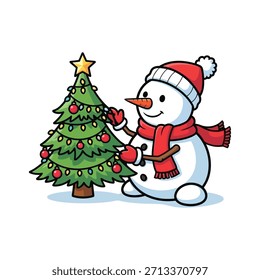 Una encantadora ilustración con un personaje de conejo adornando medias de Navidades con alegría festiva de vacaciones.