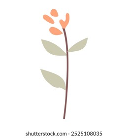 Charming illustration featuring a delicate branch adorned with soft green leaves and vibrant orange flowers on a white background.