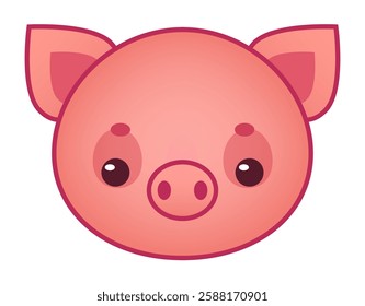 Charming illustration featuring a delightful pink piglet with an endearing, sweet expression, perfect for children s books, greeting cards, or cute projects