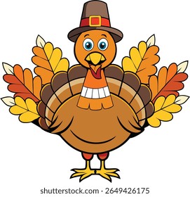 A charming illustration featuring a Thanksgiving bird, possibly a turkey, with vibrant colors and a festive feel. Ideal for holiday greetings and seasonal designs.