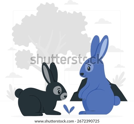A charming illustration of a friendly rabbit, possibly a companion or sidekick, rendered in a clean, graphic style. Perfect for children's themes.