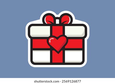 A charming illustration of a gift box decorated with hearts, Love Gift, perfect for Valentine's Day, romantic occasions or expressions of affection.