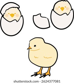A charming illustration of a newborn chicks just hatched