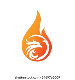 Charming Illustration phoenix in the flame, bird illustrations for icons or logos