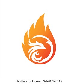 Charming Illustration phoenix in the flame, bird illustrations for icons or logos