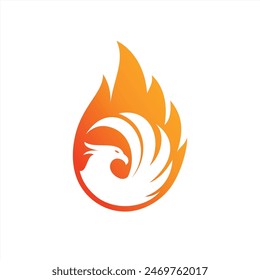 Charming Illustration phoenix in the flame, bird illustrations for icons or logos