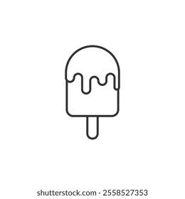 A charming illustration of a popsicle with a pink glaze dripping down, stylized in a outline appearance.