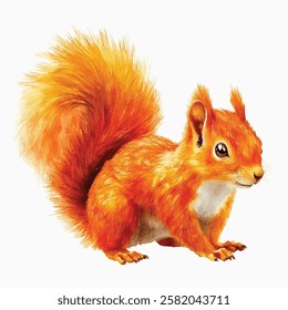 Charming illustration of a redhead squirrel with detailed fur and expressive eyes. Ideal for nature themed designs, educational materials, or wildlife art collections.