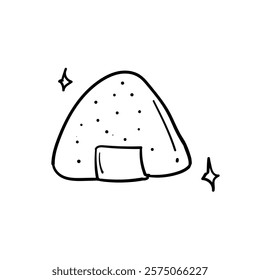 Charming illustration of a rice ball featuring a cute design