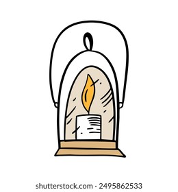 A charming illustration of a rustic lantern, casting a warm glow with a candle flame, creating a cozy ambiance