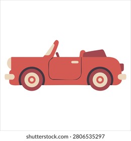 Charming illustration of sleek red convertible sports car open top for summer
