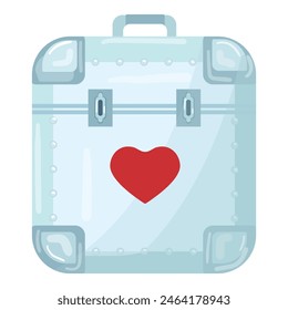 A charming illustration of a suitcase with a vibrant red heart, symbolizing love for travel