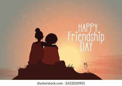 A charming illustration of three children celebrating Friendship Day, symbolizing togetherness, joy, and diversity.