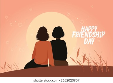 A charming illustration of three children celebrating Friendship Day, symbolizing togetherness, joy, and diversity.