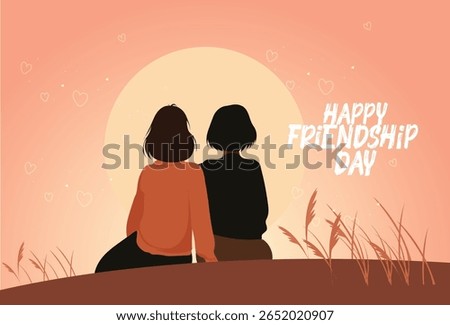 A charming illustration of three children celebrating Friendship Day, symbolizing togetherness, joy, and diversity.