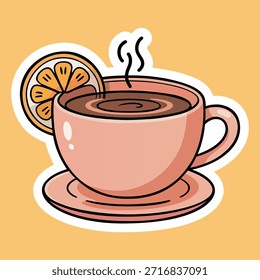 A charming illustration of a warm cup of tea with a citrus slice