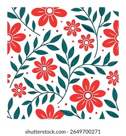 A charming and intricate floral botanical seamless pattern featuring delicate flowers and leaves on a clean white background, perfect for creating beautiful textiles and decor.