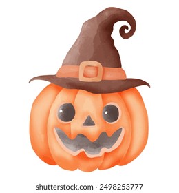 Charming Jack-O'-Lantern with Witch Hat