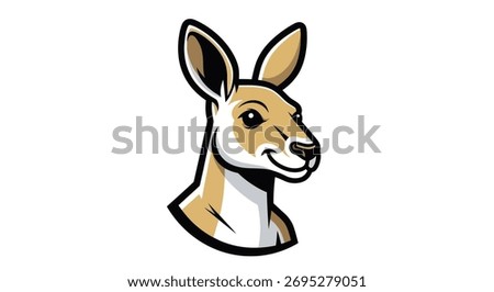A charming kangaroo head illustration featuring a gentle smile, warm color palette, and detailed linework, perfect for logos or branding.