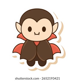 Charming kawaii-style Dracula in pastel tones with a friendly smile
