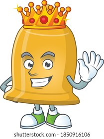 A charming King of bell cartoon character design with gold crown. Vector illustration