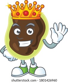 A charming King of firmicutes cartoon character design with gold crown. Vector illustration