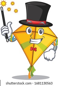 Charming kite cartoon design performance as a Magician style